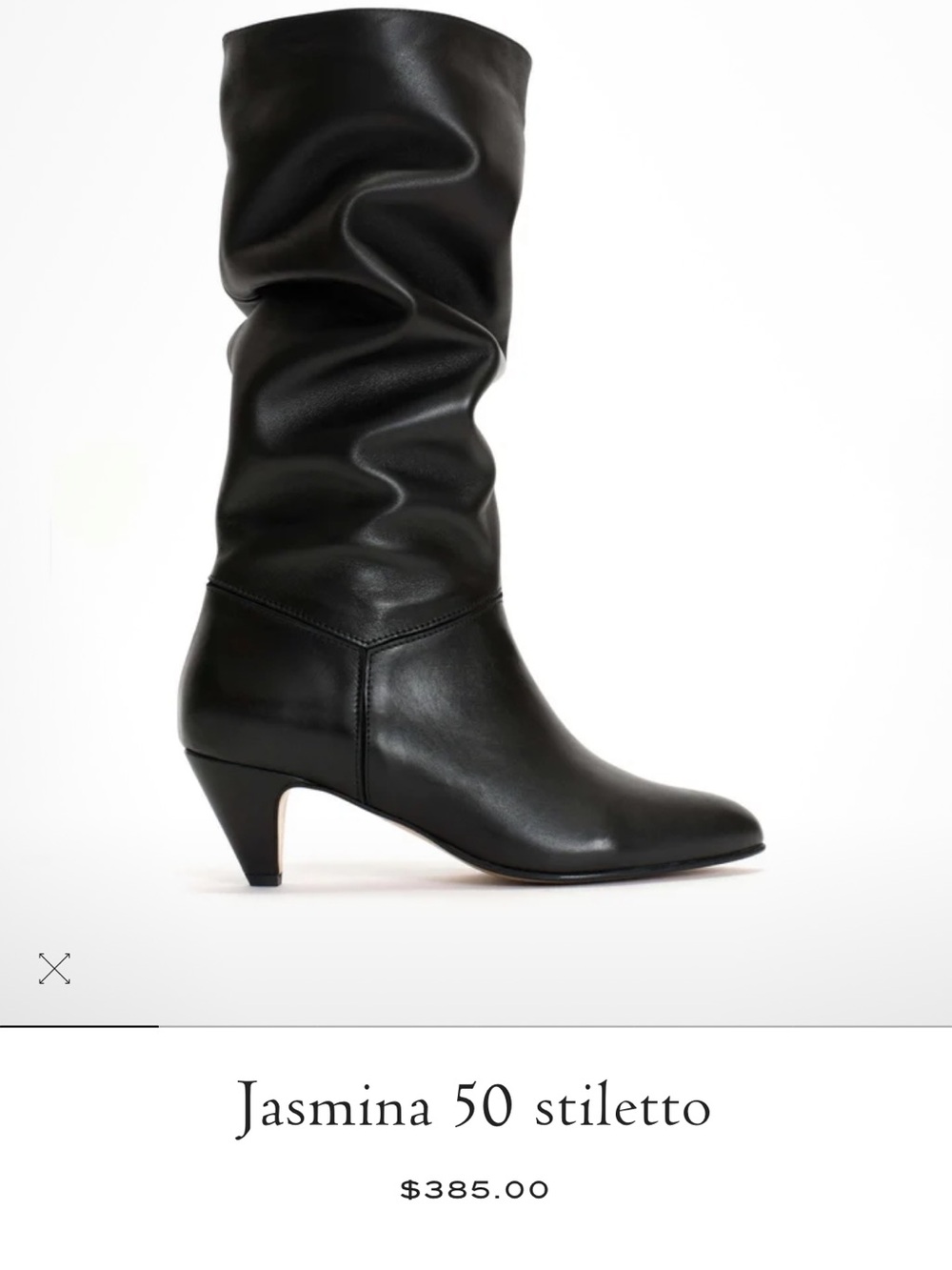 Anonymous Copenhagen Mid-Calf Slouch Leather Boots in Black, 50 mm heel